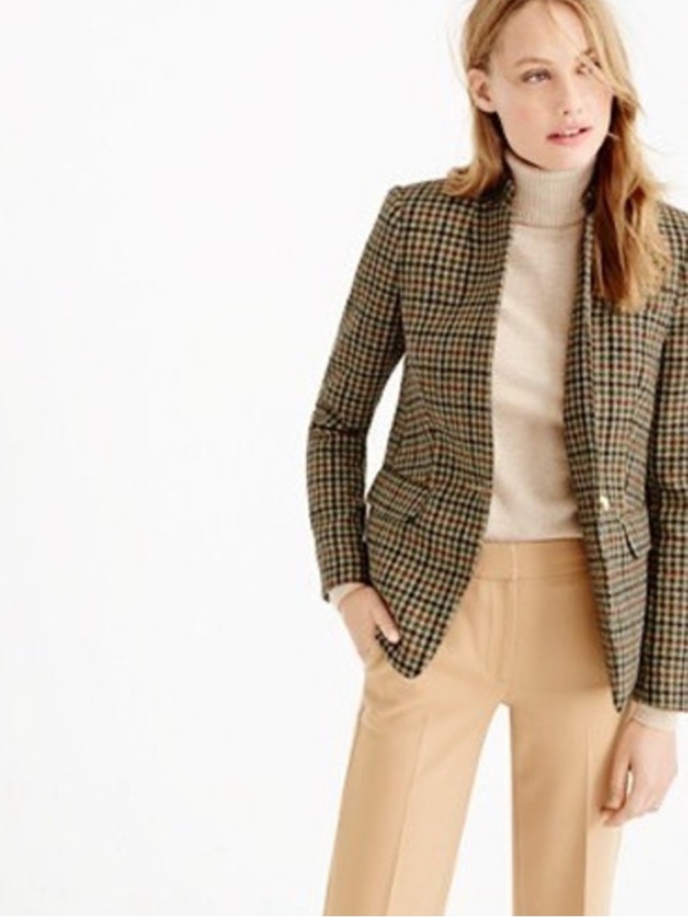J. Crew Regent Blazer Houndstooth Plaid in Green Coral Multi Sz 6 - Picture 2 of 10